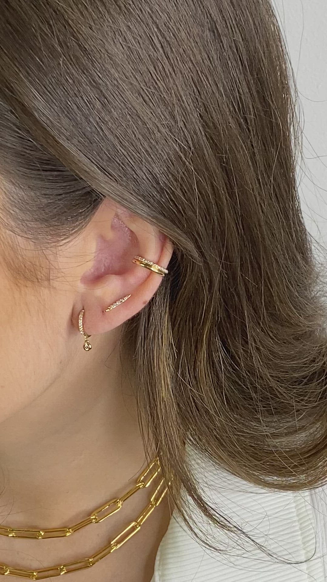 14K Marquis Diamond Bar Stud Earrings